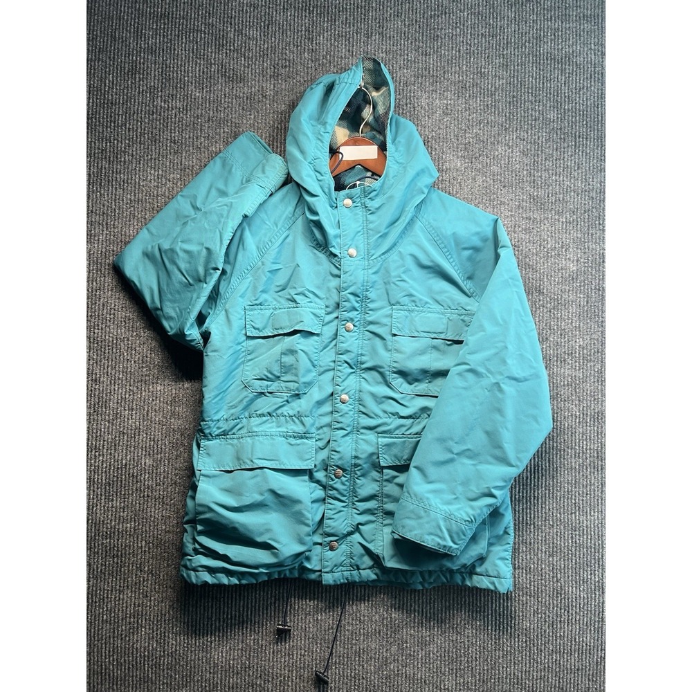 Vintage L.L. Bean Baxter State Parka Flannel Lined Mens Large Teal Made In USA